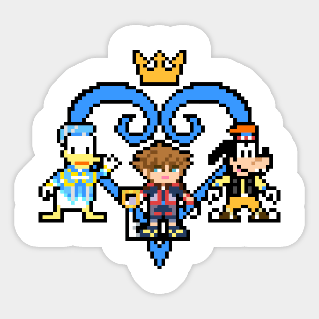 Kingdom Hearts Sora, Donald Duck & Goofy 8-Bit Pixel Art Sticker by StebopDesigns